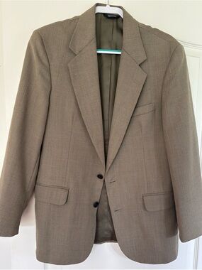 L’Homme Thomas Men’s Herringbone Sport Coat Blazer 40M Tan Brown USA